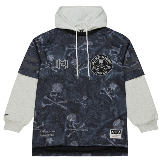MASTERMIND WORLD x Mitchell & Ness  MSTRMNDxMN PRNT HOODED JERSY / BLACK