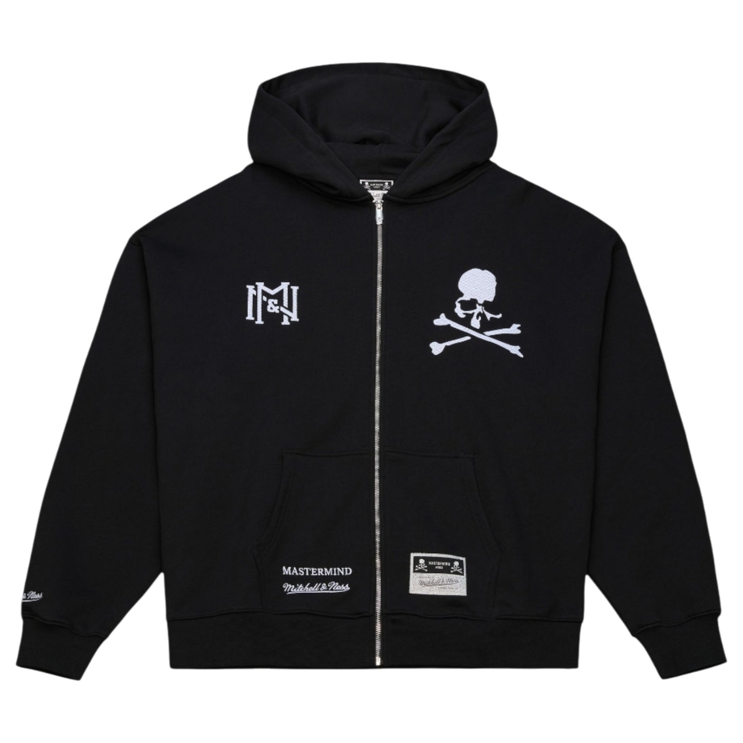MASTERMIND WORLD x Mitchell & Ness  MASTERMINDxM&N ZIP UP HOODIE / BLACK