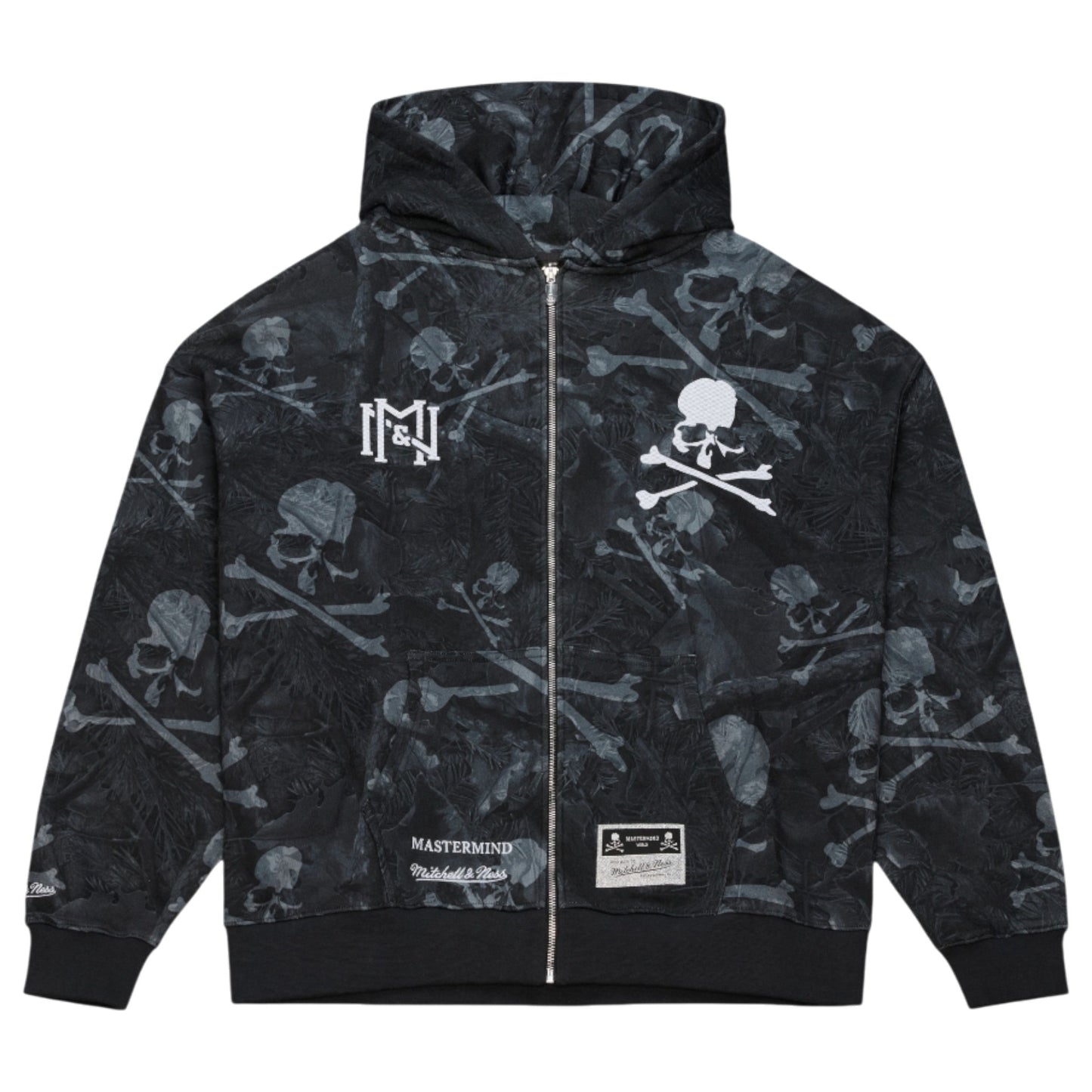 MASTERMIND WORLD x Mitchell & Ness  MASTERMINDxM&N ZIP UP HOODIE / BLACK