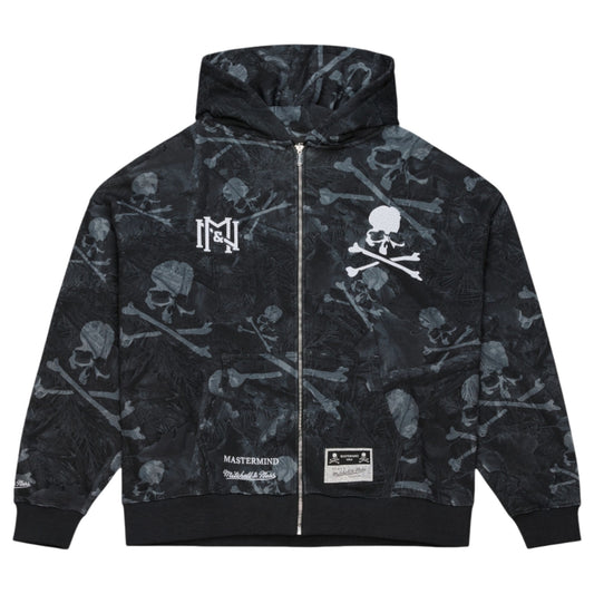 MASTERMIND WORLD x Mitchell & Ness  MASTERMINDxM&N ZIP UP HOODIE / BLACK