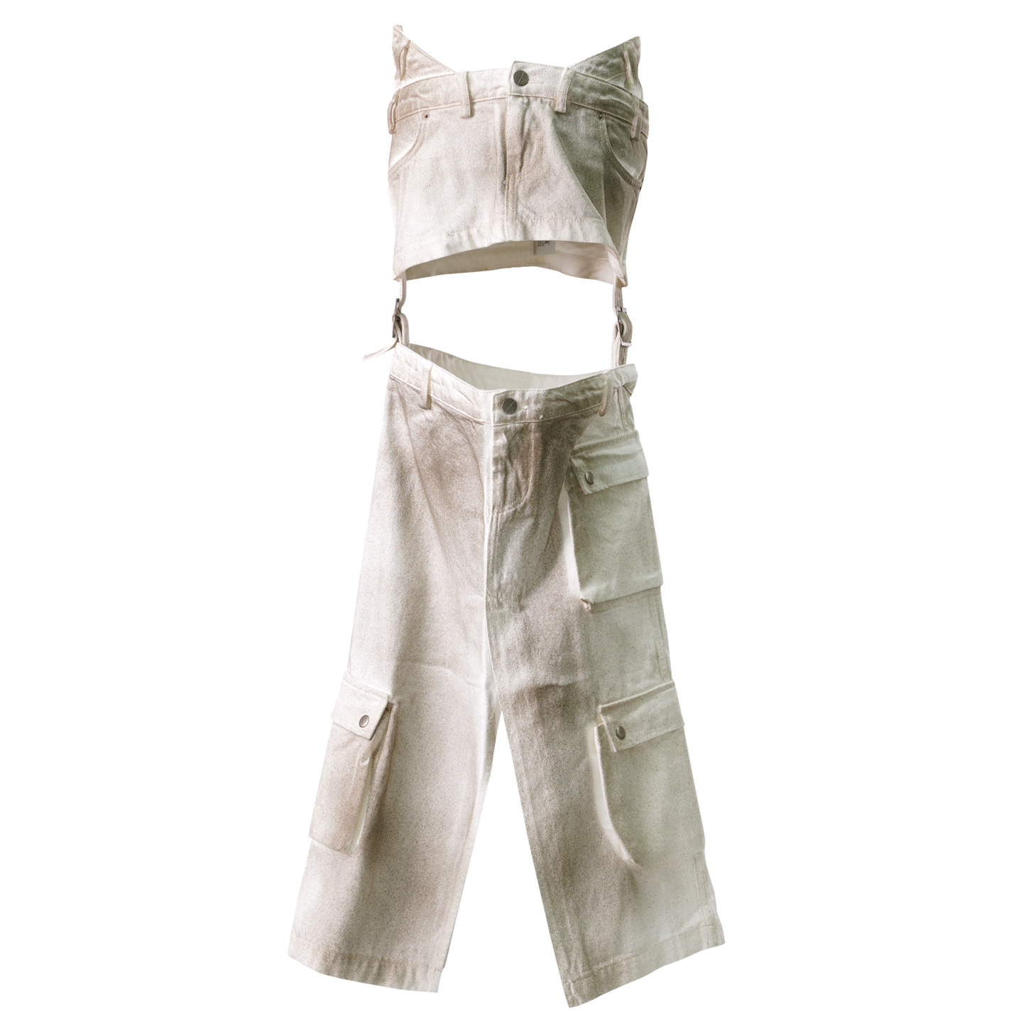 DUNGAREE SKIRT / WHITE WASH