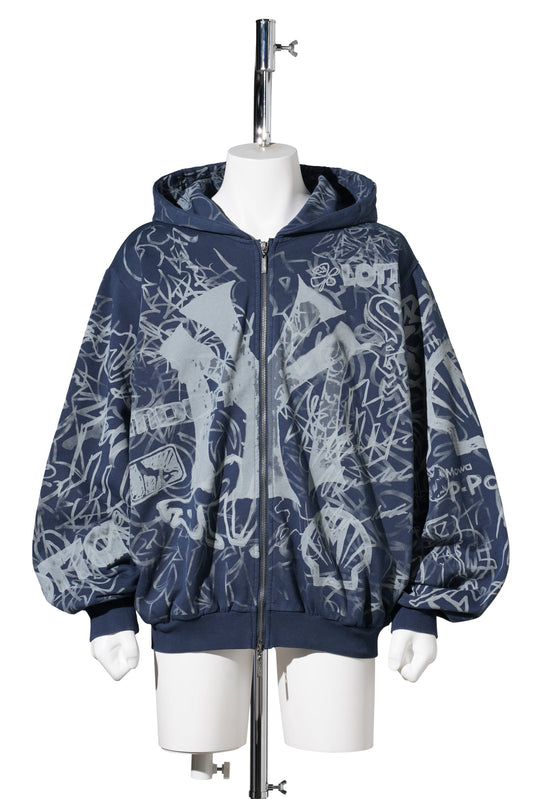 NAVY GRAFITTITRACK TOP / GREY/BLUE