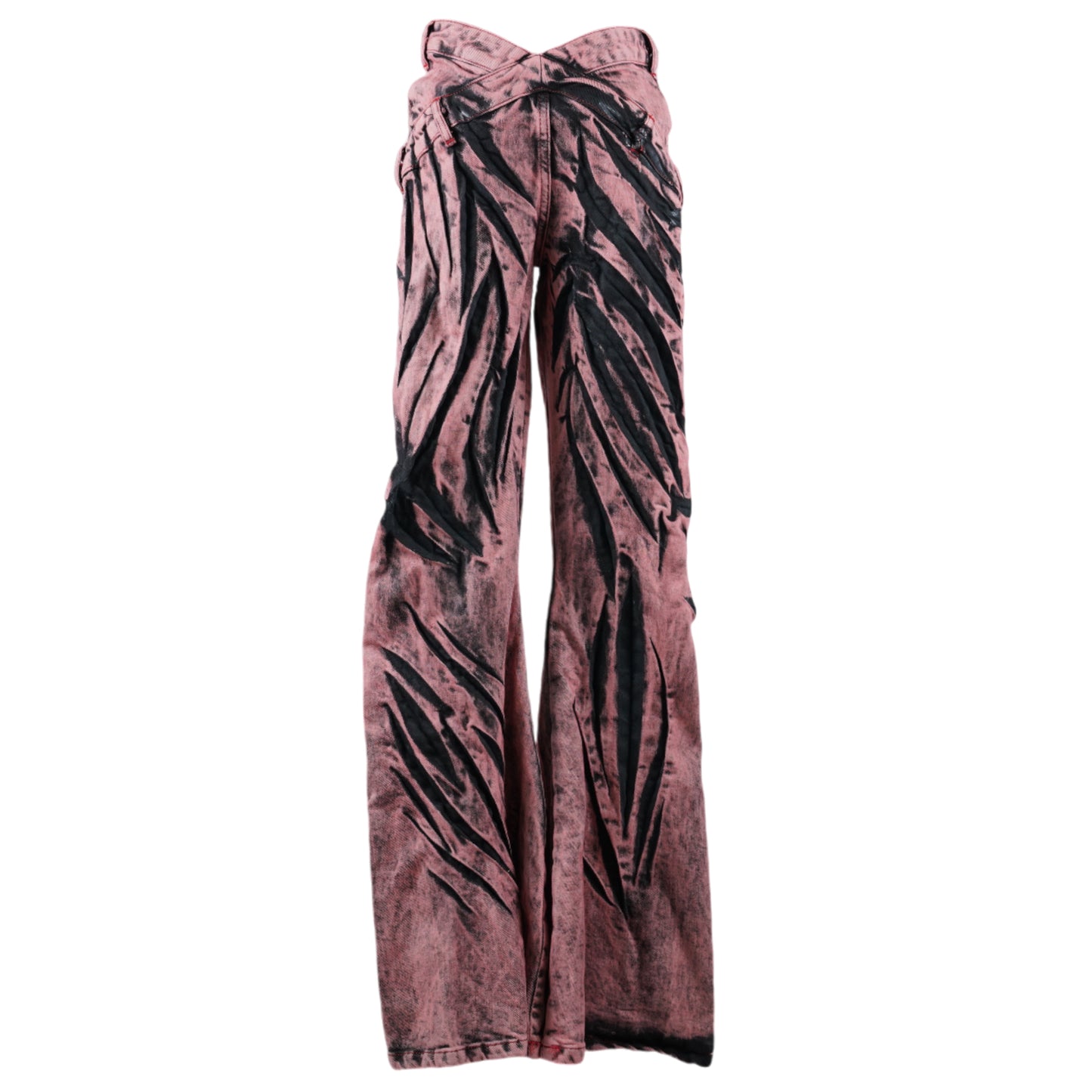 V-SHAPE FLARE JEANS WITH ANIMAL PATTERN WHISKERS / ROSÉ TWILIGHT