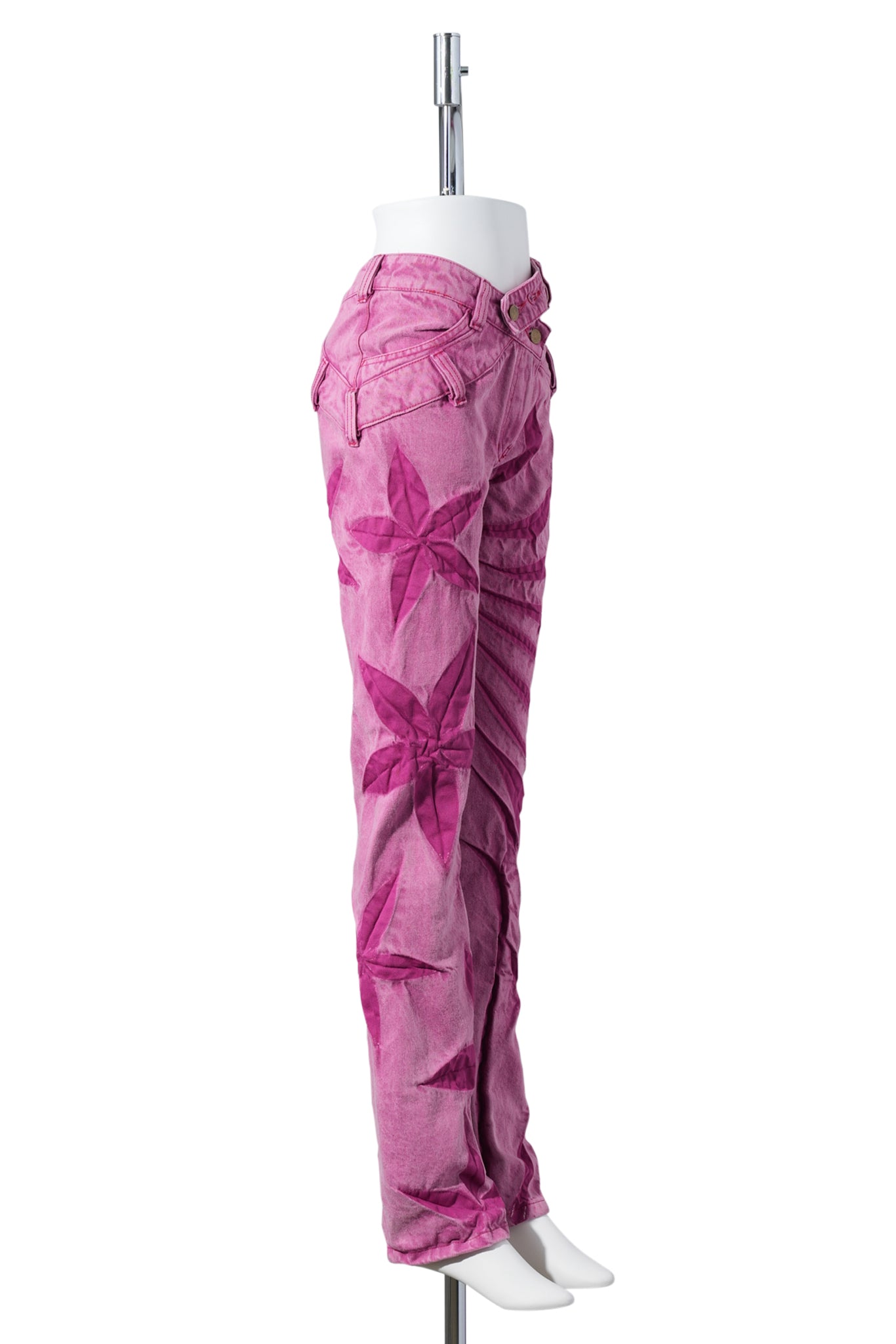 ASYMMETRICAL BIAS CUT SKINNY JEANS / FUCHSIA FADE