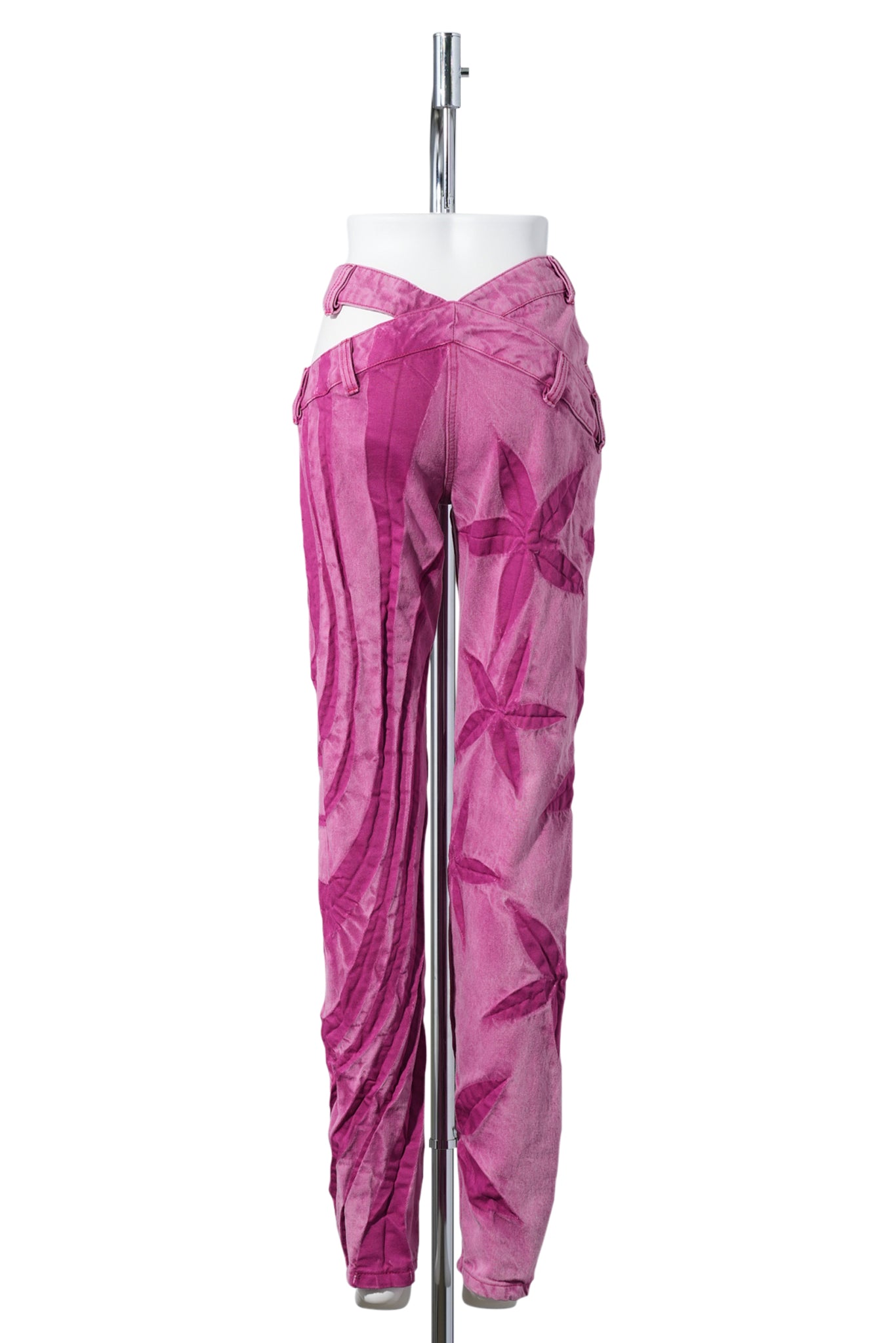 ASYMMETRICAL BIAS CUT SKINNY JEANS / FUCHSIA FADE