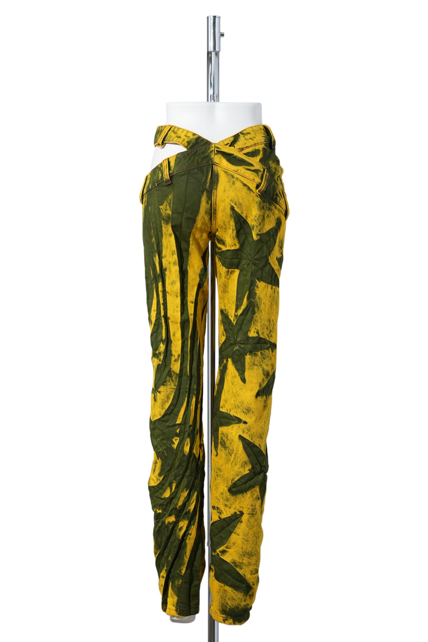 ASYMMETRICAL BIAS CUT SKINNY JEANS / SAFFRON KHAKI