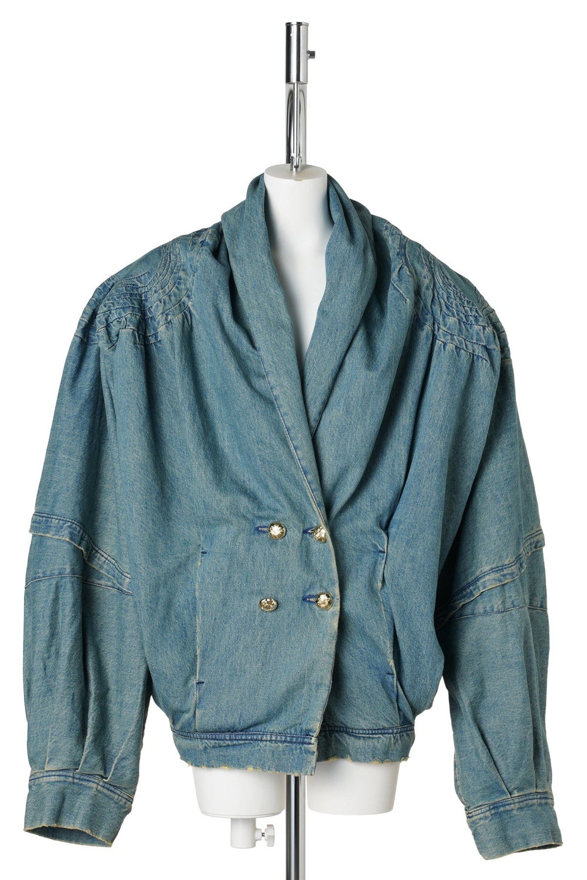 SWIRL SHOULDER COCOON JACKET / DIRTY LIGHT INDIGO
