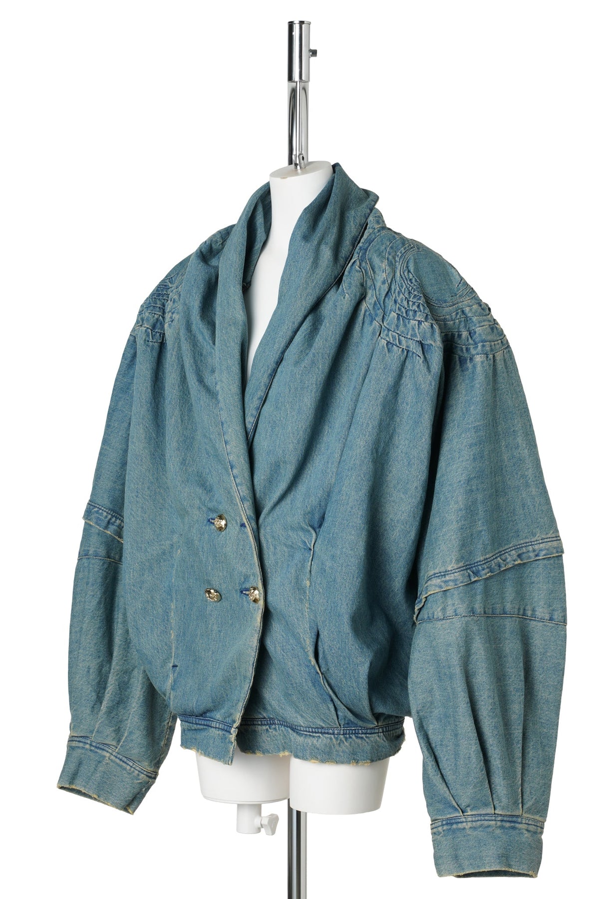 SWIRL SHOULDER COCOON JACKET / DIRTY LIGHT INDIGO