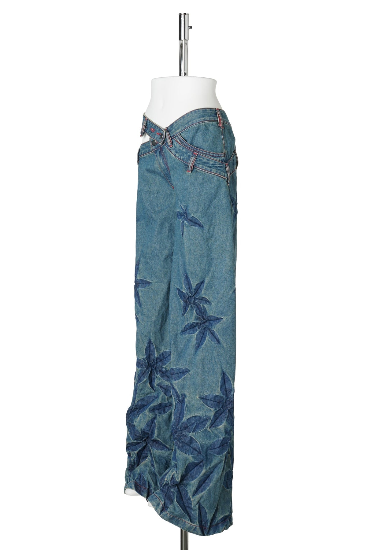 FLORAL WIDE LEG JEANS / NIGHT BLUE