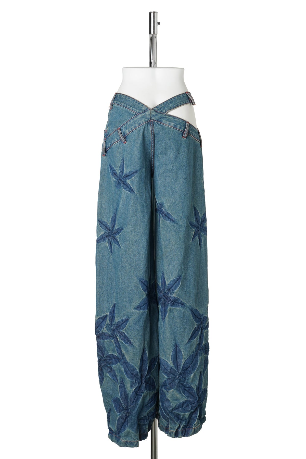 FLORAL WIDE LEG JEANS / NIGHT BLUE