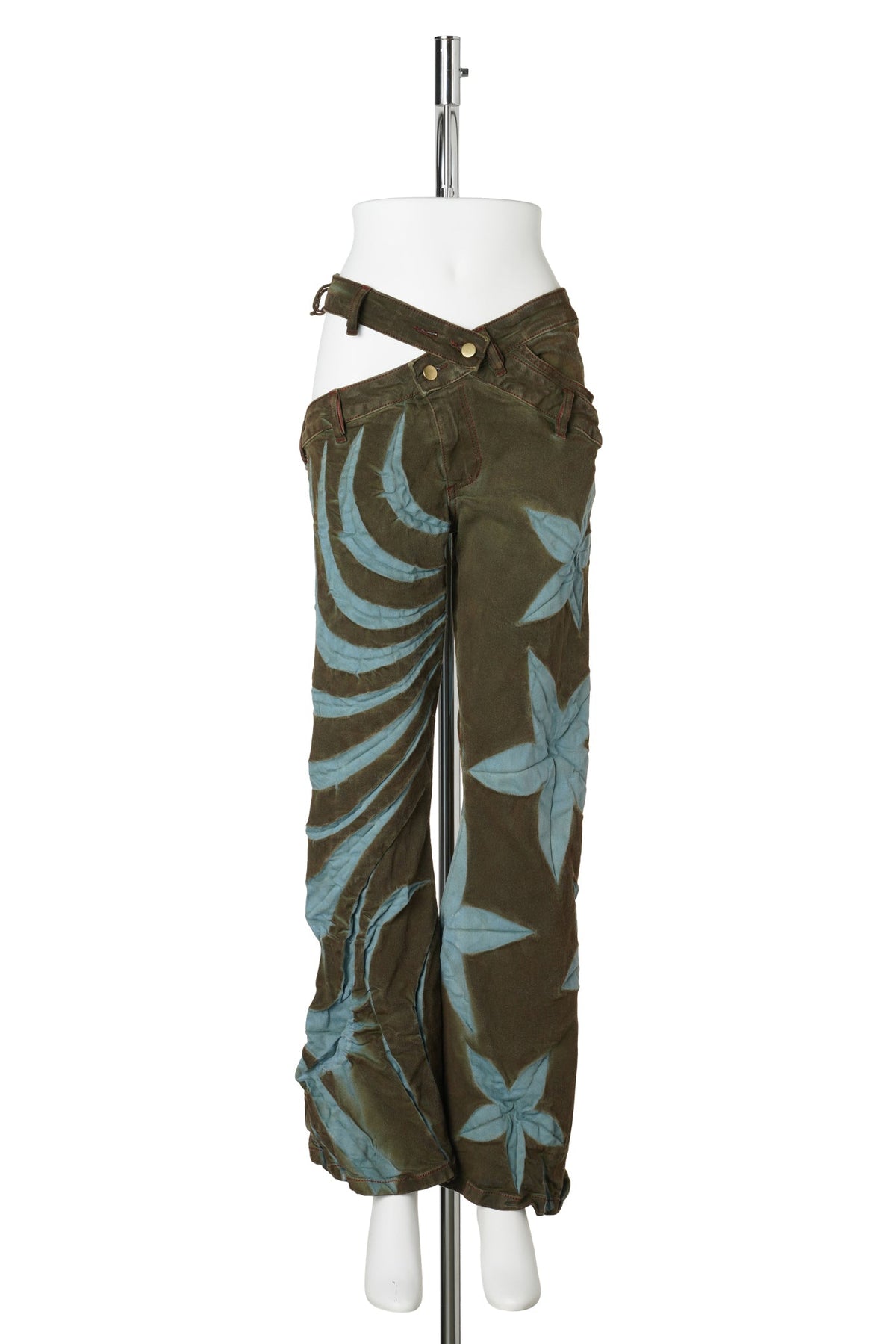 TRIBAL FLOWER FLARED JEANS / BURNT ASH BLUE
