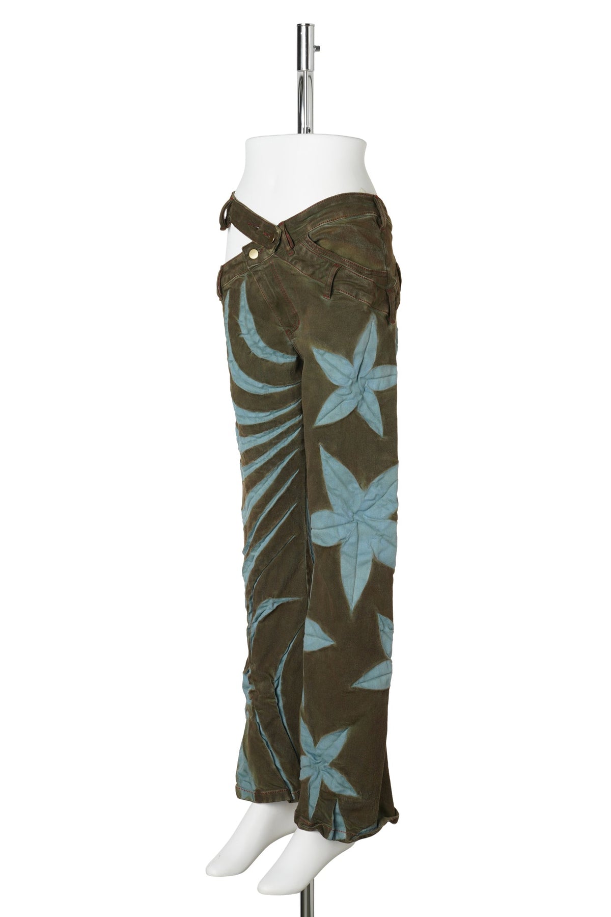 TRIBAL FLOWER FLARED JEANS / BURNT ASH BLUE