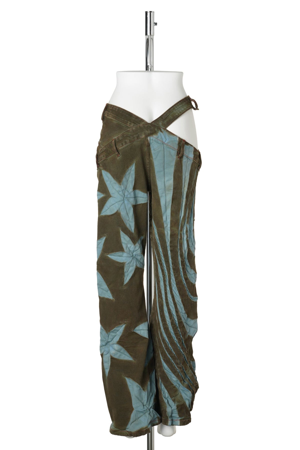 TRIBAL FLOWER FLARED JEANS / BURNT ASH BLUE