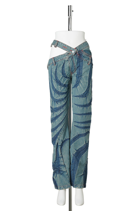 FLARE TRIBAL BIAS-CUT JEANS / DIRTY LIGHT INDIGO
