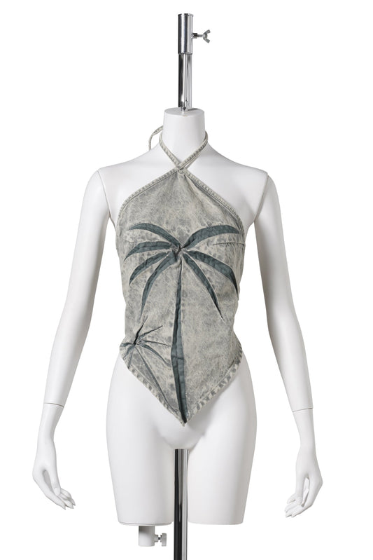 PALM TREE BANDANA TOP / SEA SALT GREEN
