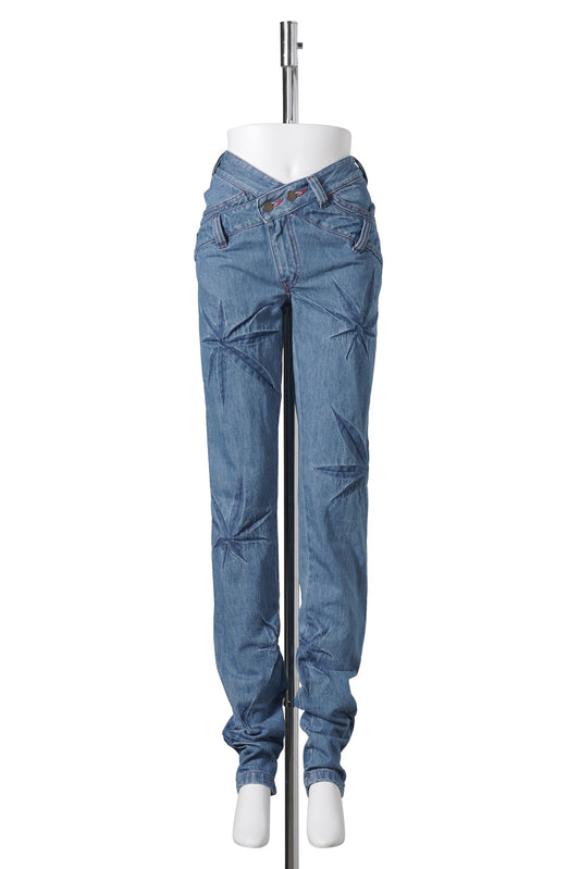 V-WAIST WEED TAPPERED JEANS / FADED INDIGO