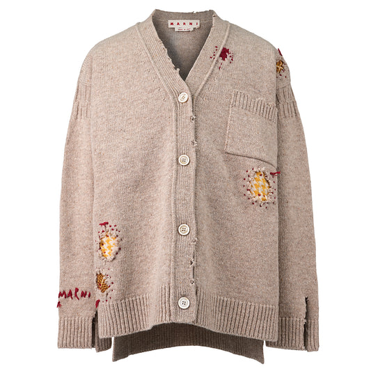 SHETLAND MENDING CARDIGAN / 00W32:MOCCASIN