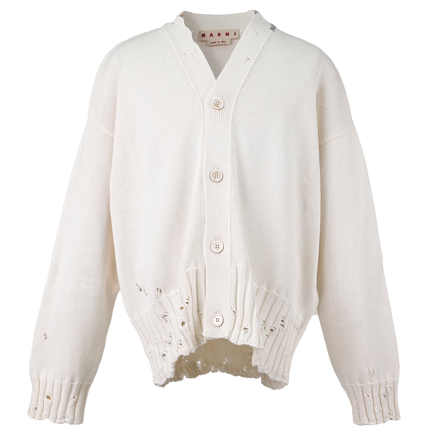 DISHEVELLED COTTON CARDIGAN / 00W01:LILY WHITE