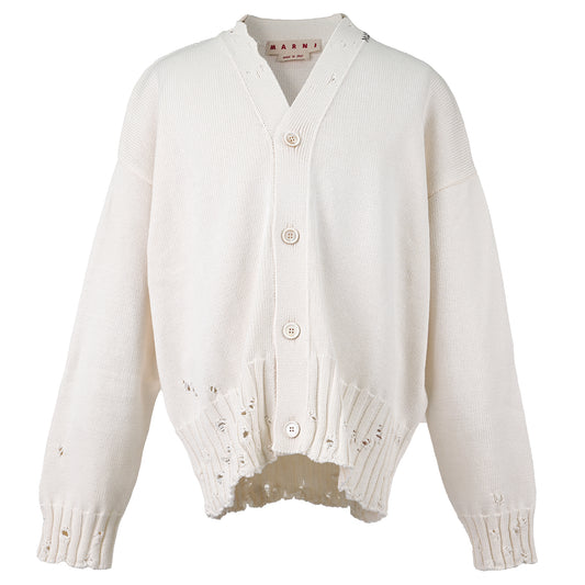 DISHEVELLED COTTON CARDIGAN / 00W01:LILY WHITE