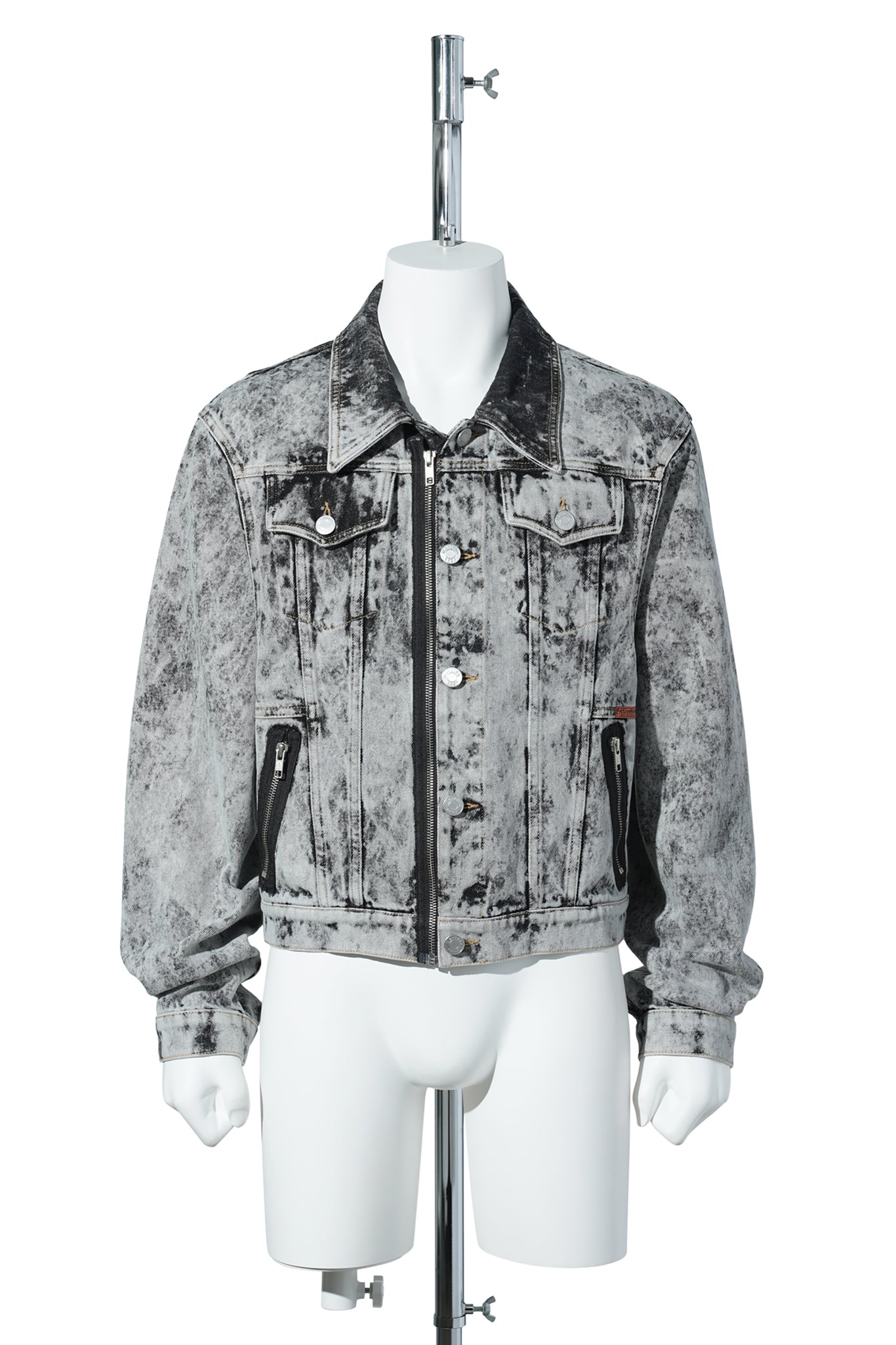 ZIP FRONT DENIM JACKET / GREY