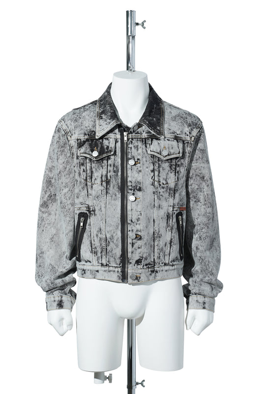 ZIP FRONT DENIM JACKET / GREY