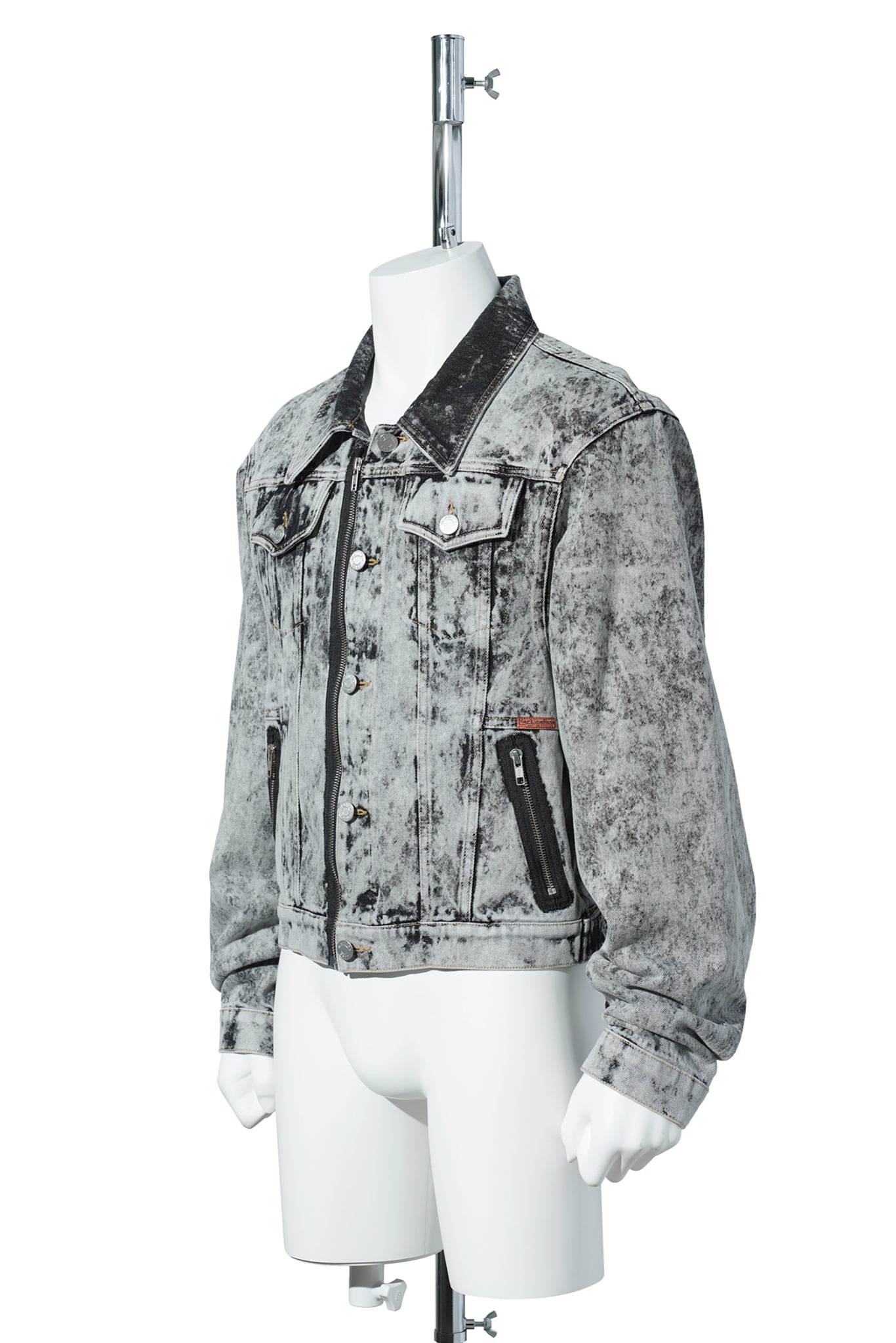 ZIP FRONT DENIM JACKET / GREY