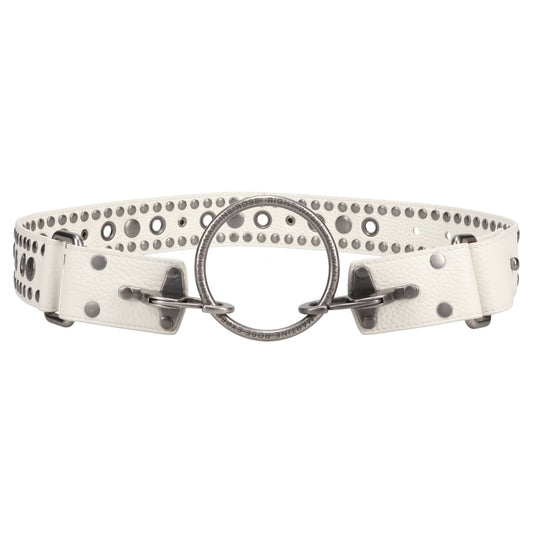 STUDDED O RING BELT - WIDE / WHITE IVORY