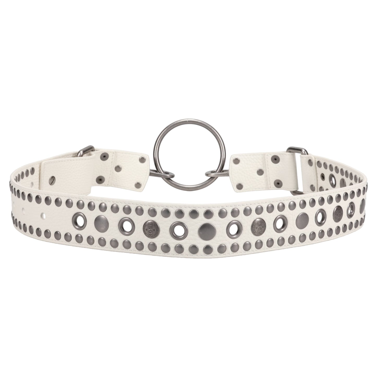 STUDDED O RING BELT - WIDE / WHITE IVORY
