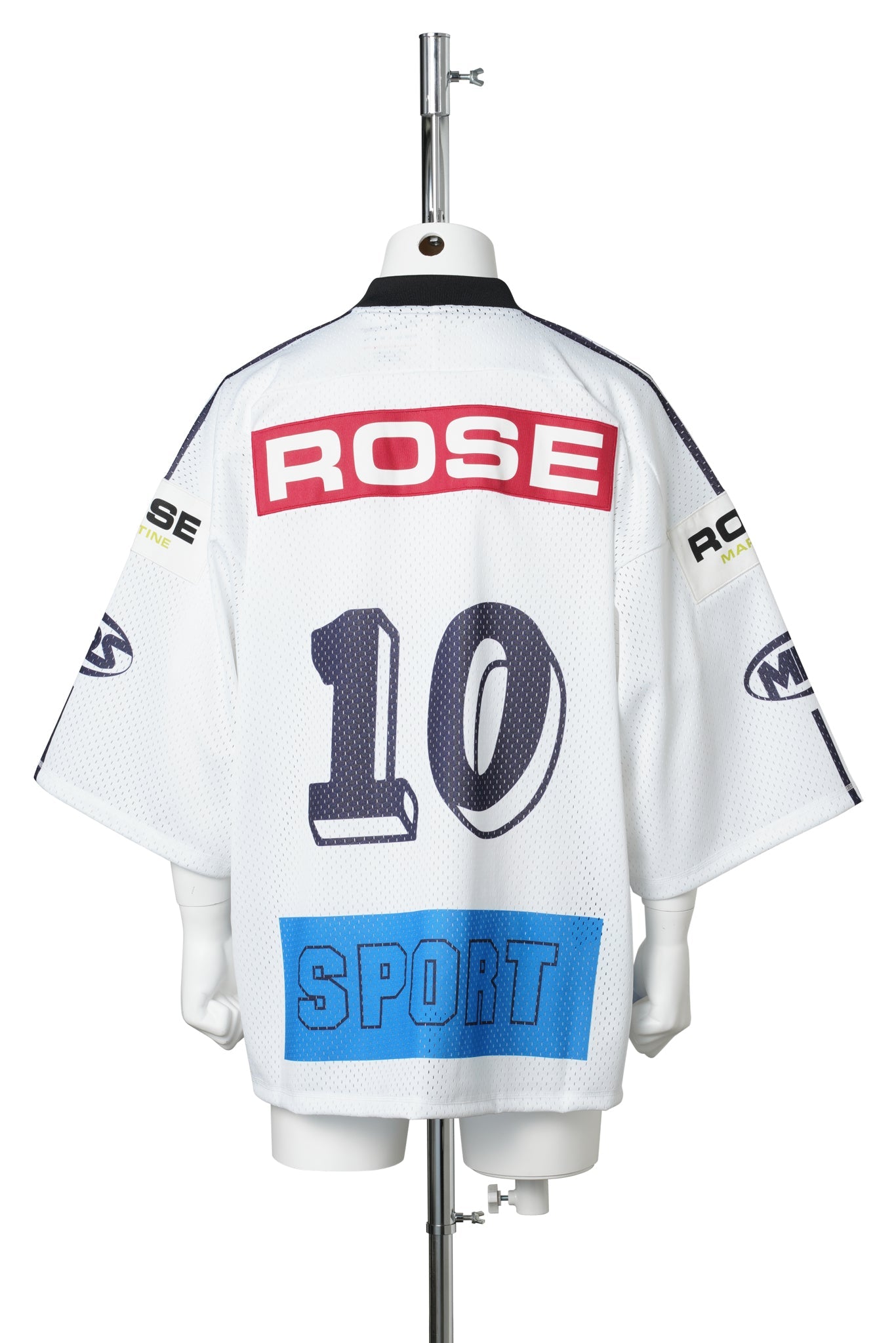 WOVEN OVERSIZED HOCKEY TOP / WHITE BLUE