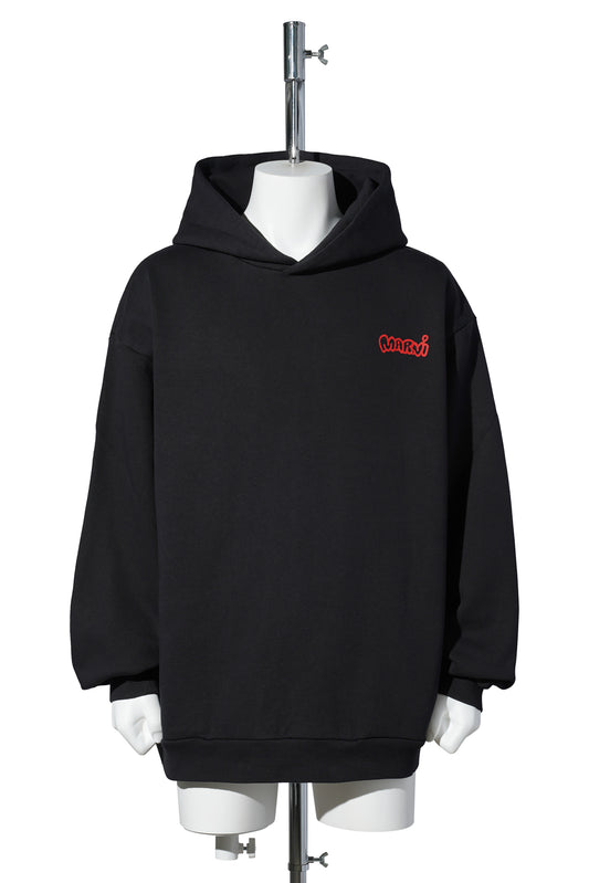 HOODIE PIGGY PRINT / PRN99:BLACK