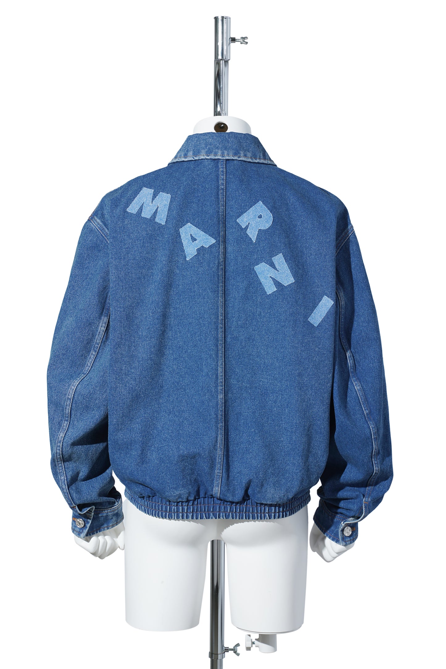 BLEACHED COATED DENIM WITH LOGO LETTERING / 00B60:OCEAN