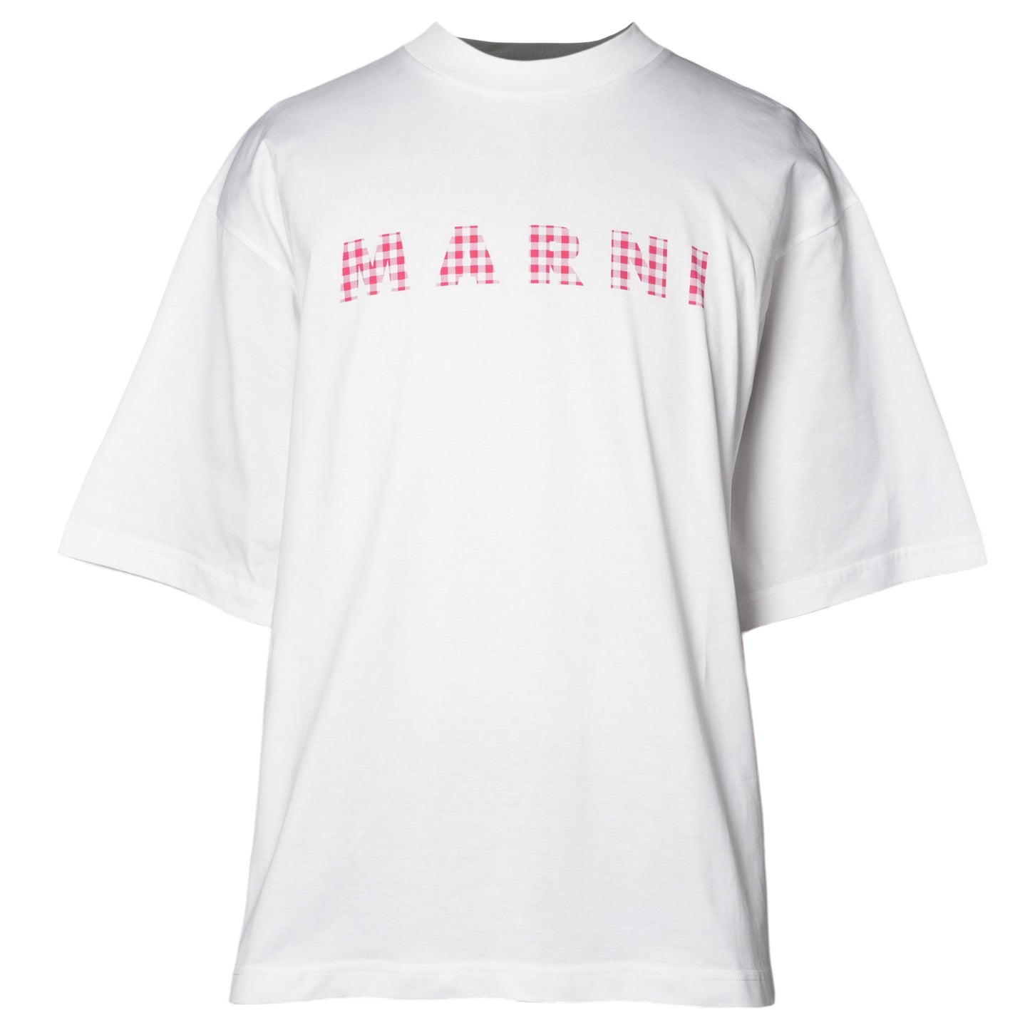 CREW NECK T-SHIRT WITH CHECKED MARNI LOGO / G1W01