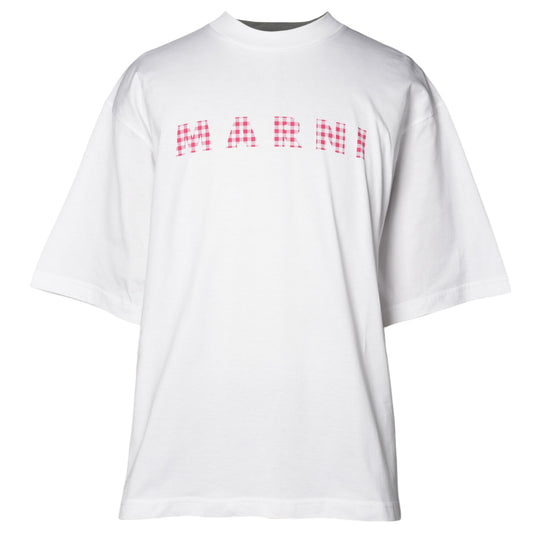 CREW NECK T-SHIRT WITH CHECKED MARNI LOGO / G1W01