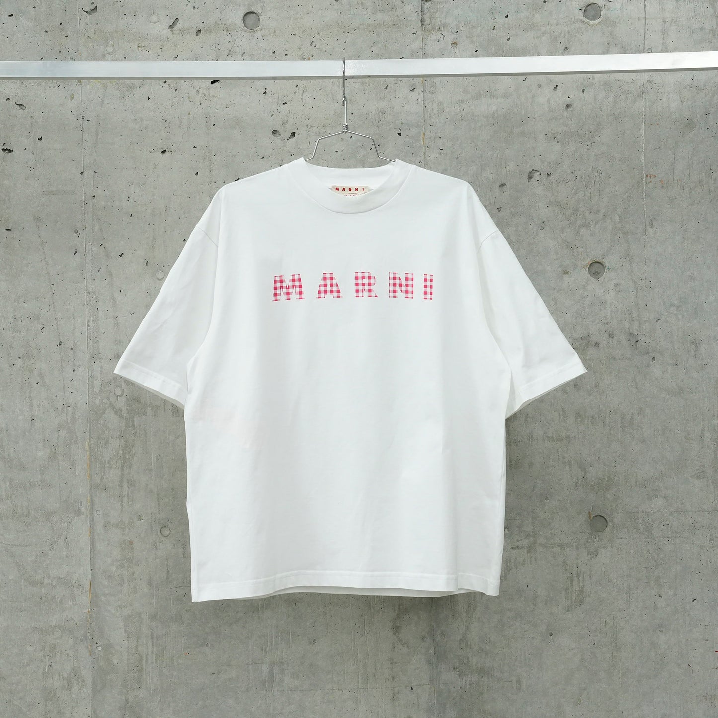 CREW NECK T-SHIRT WITH CHECKED MARNI LOGO / G1W01