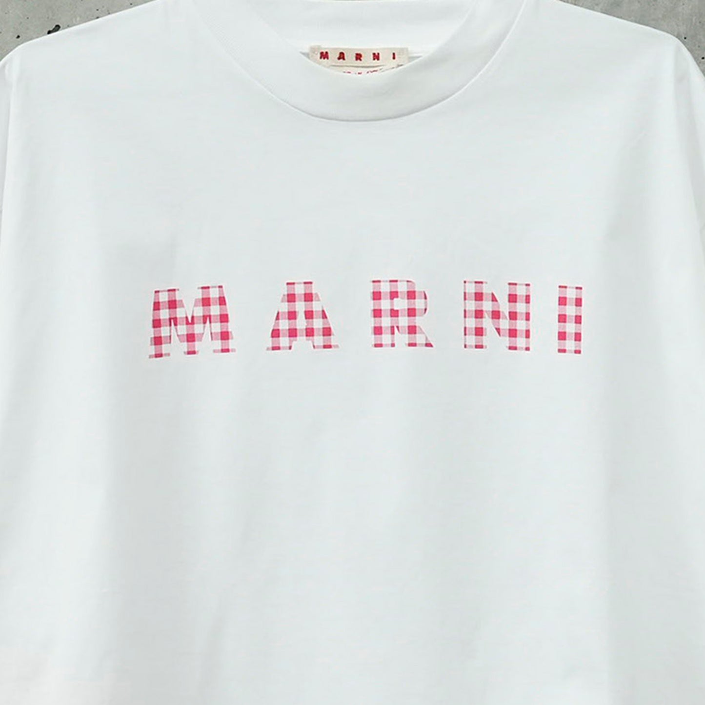 CREW NECK T-SHIRT WITH CHECKED MARNI LOGO / G1W01