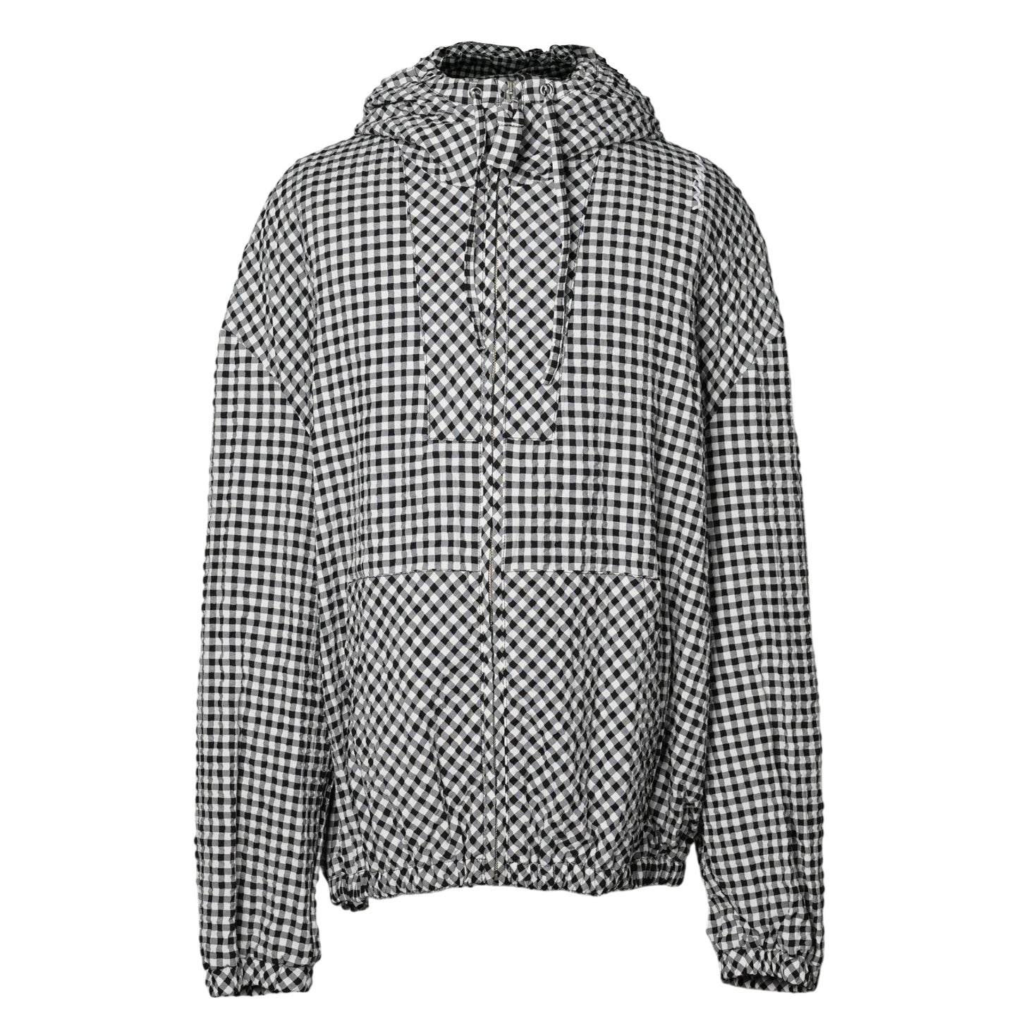 GINGHAM SEERSUCKER HOODED JACKET / CHN99