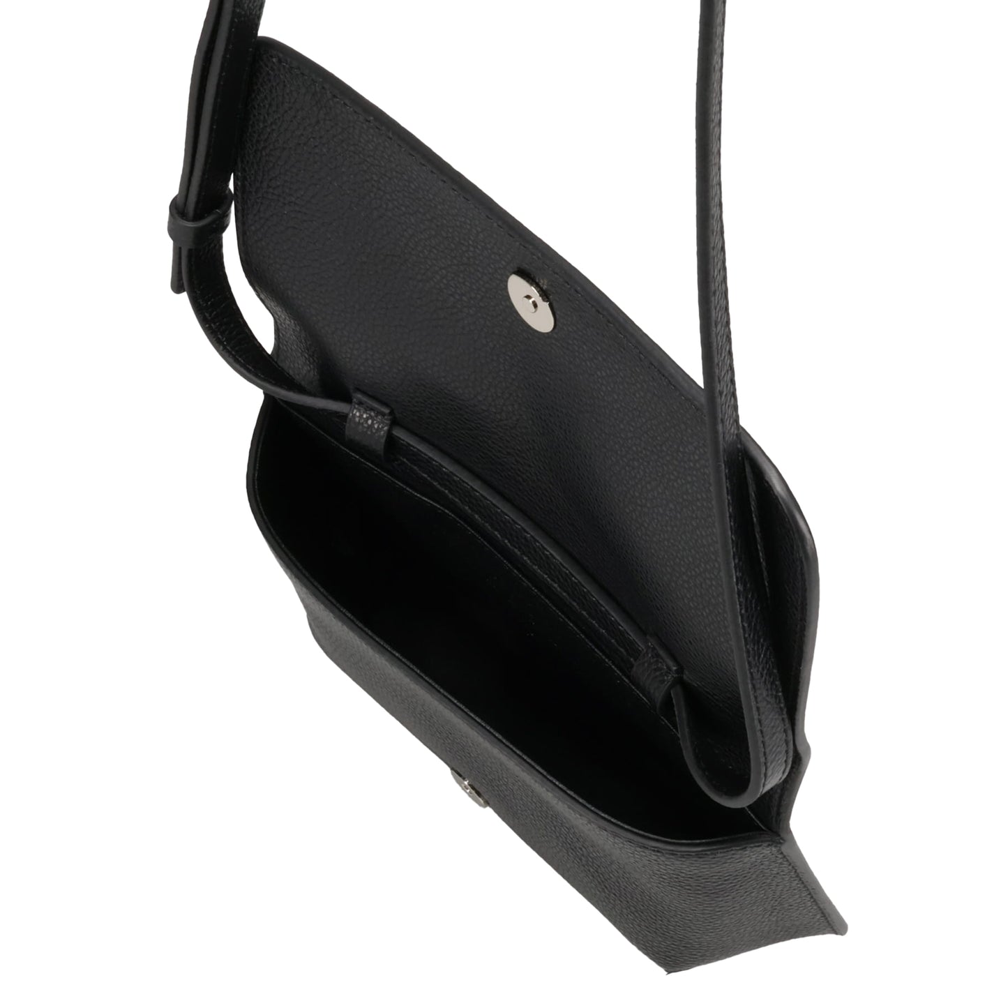 BLACK LEATHER SHOULDER BAG WITH MARNI MENDING EMBROIDERY / 00N99