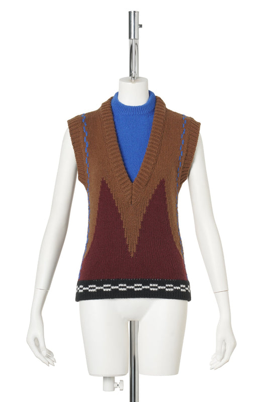 WOOL "M" INTARSIA GAUGE 5 / INM53:SADELLE BROWN
