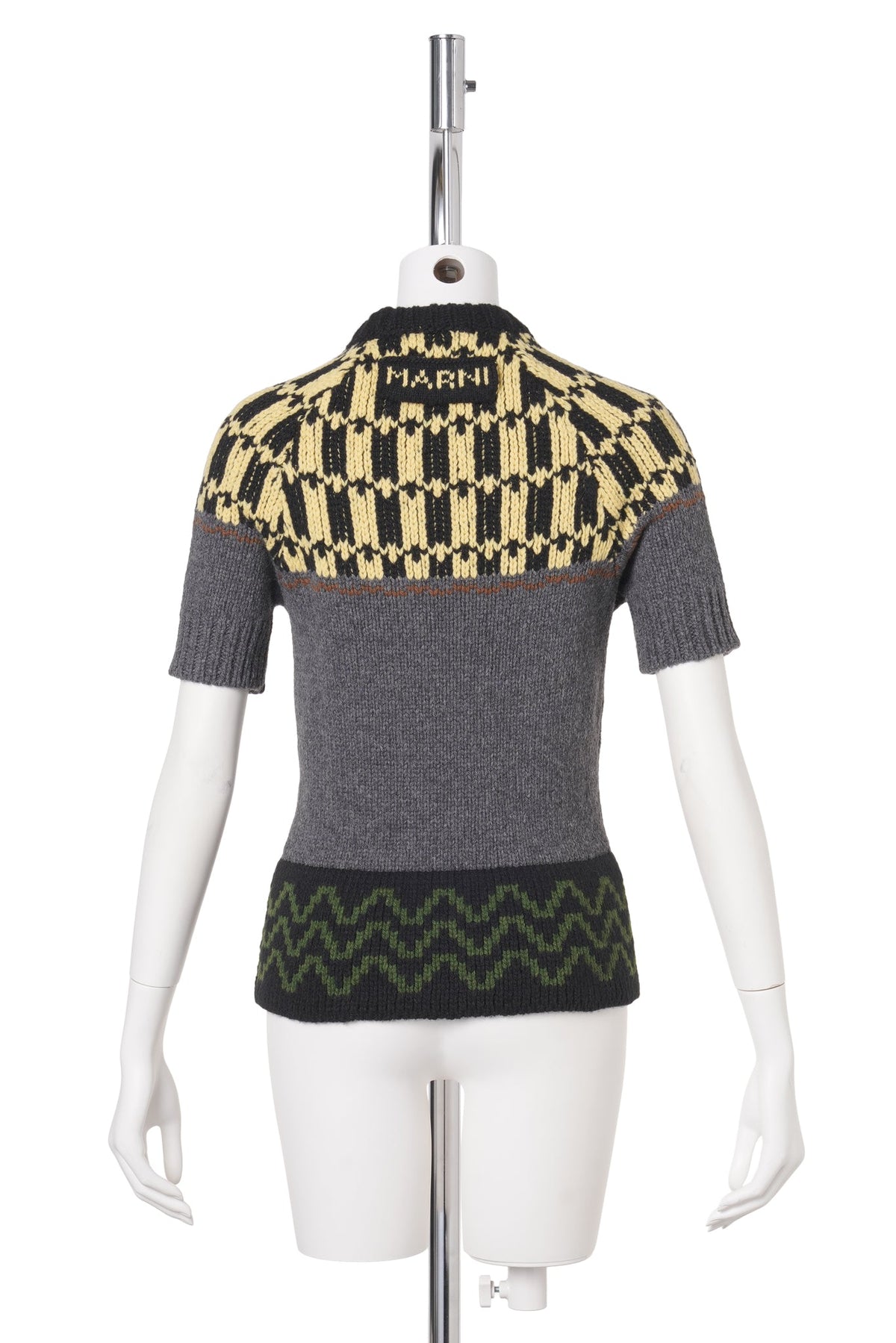 GREY WOOL JUMPER WITH GEOMETRIC MOTIF / J2N60:GRAPHITE