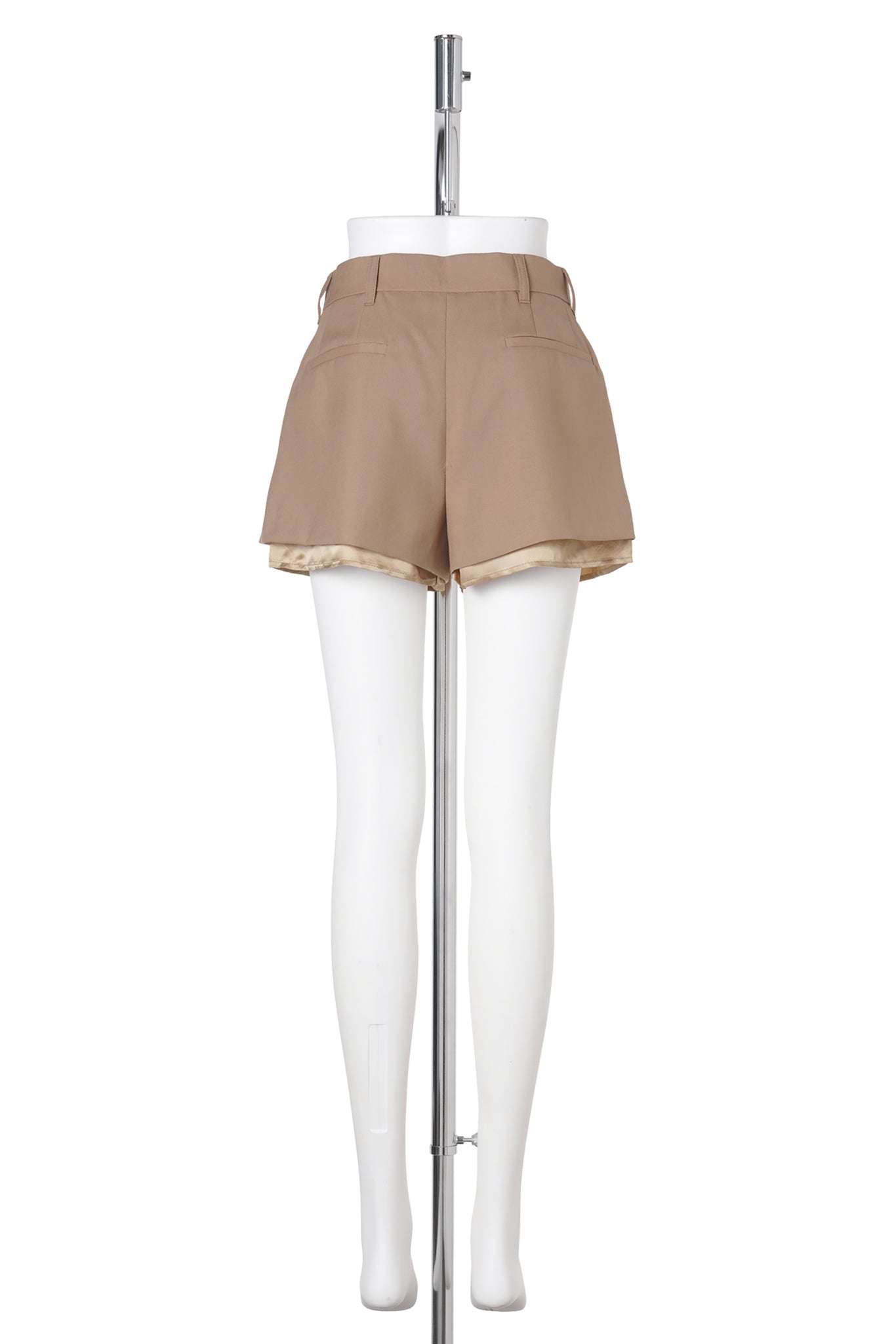 BROWN WOOL SHORTS WITH EXPOSED LINING / OOW78:BISCUIT