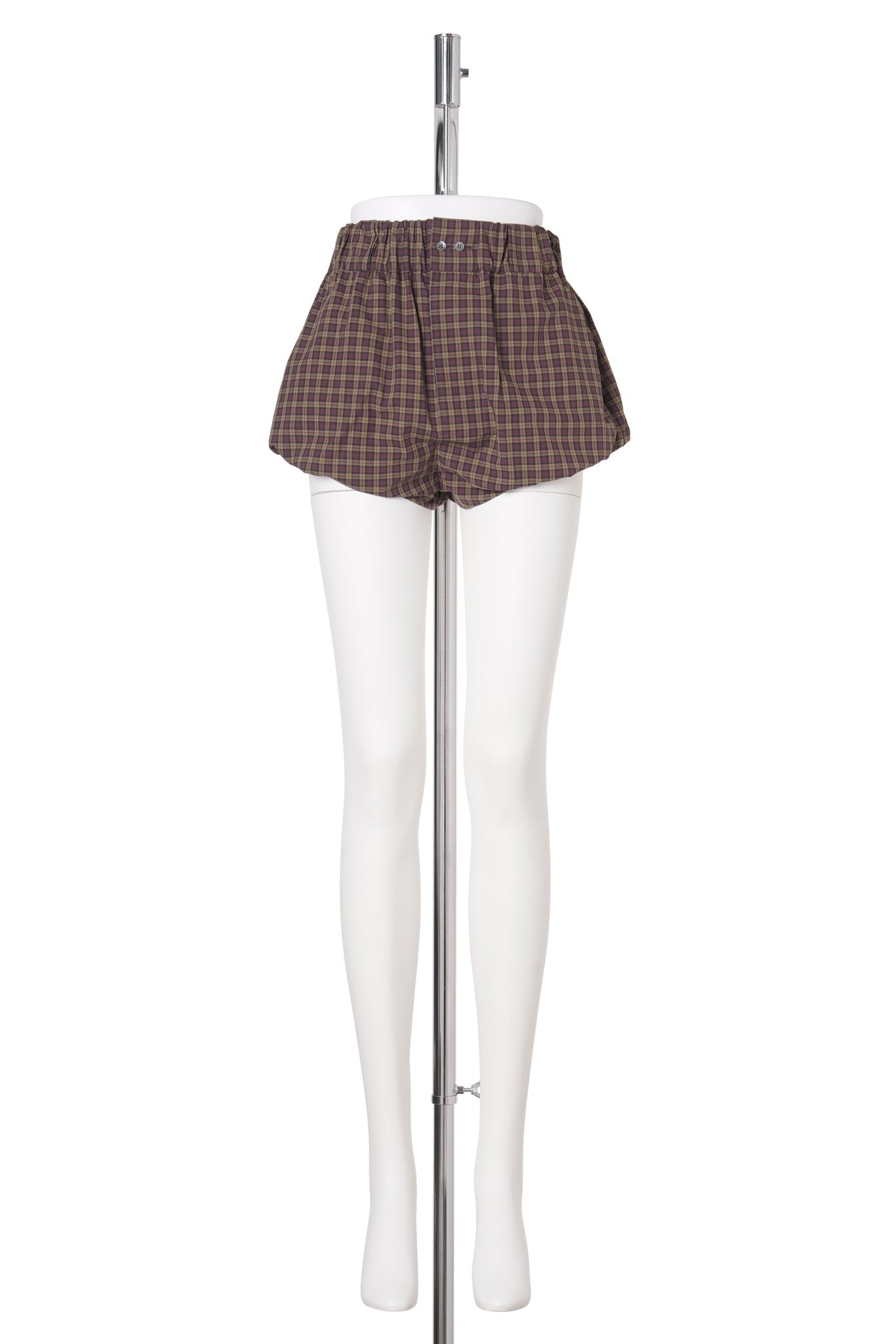 PURPLE POPLIN BLOOMERS WITH CHECKED PATTERN / CHM61:TEAK