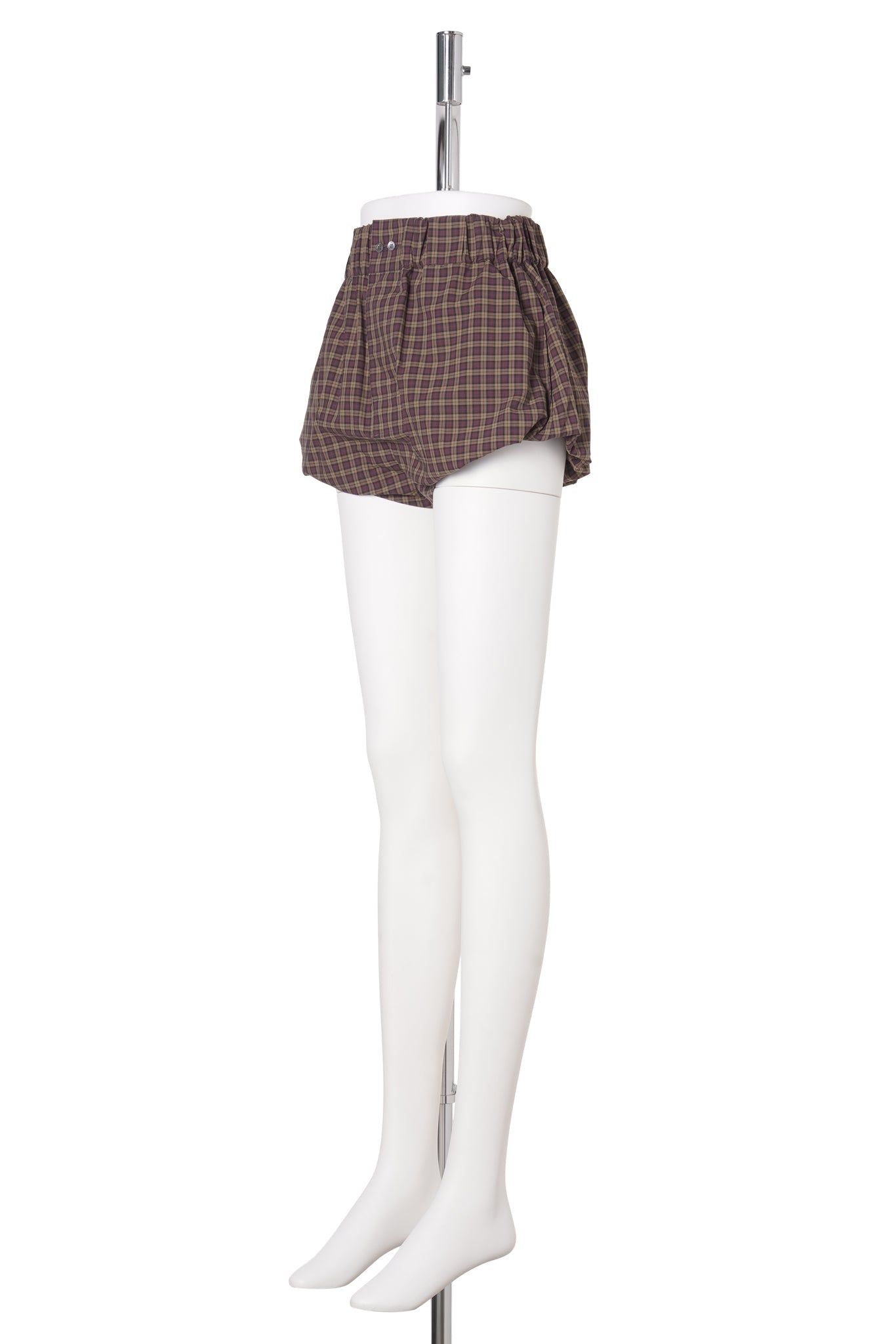 PURPLE POPLIN BLOOMERS WITH CHECKED PATTERN / CHM61:TEAK