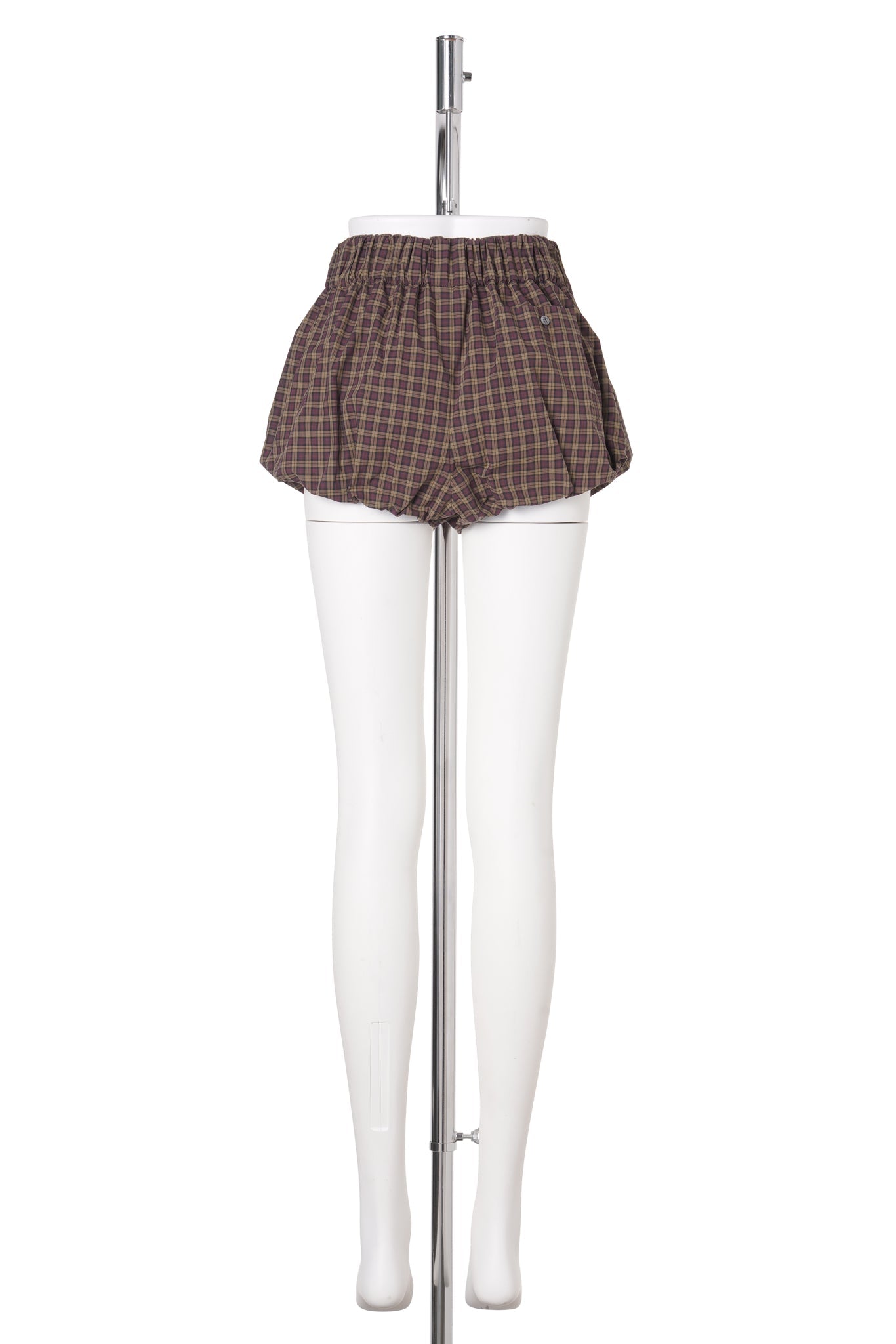 PURPLE POPLIN BLOOMERS WITH CHECKED PATTERN / CHM61:TEAK