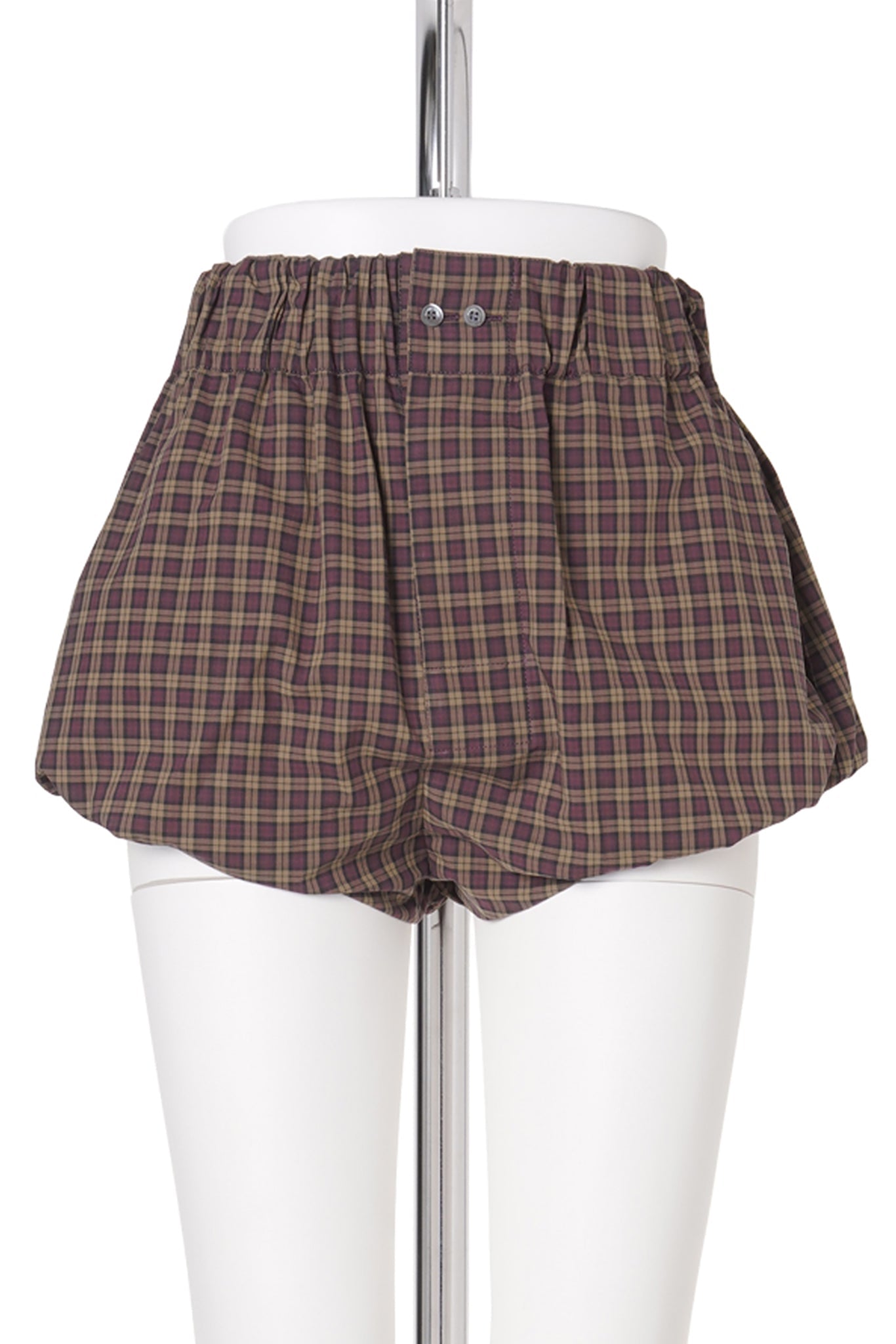 PURPLE POPLIN BLOOMERS WITH CHECKED PATTERN / CHM61:TEAK