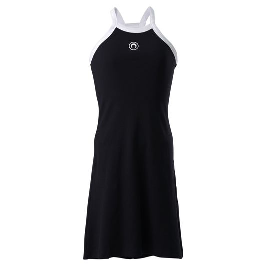 MOON LOGO RIBBED JERSEY FLARE DRESS / BK99:BLACK