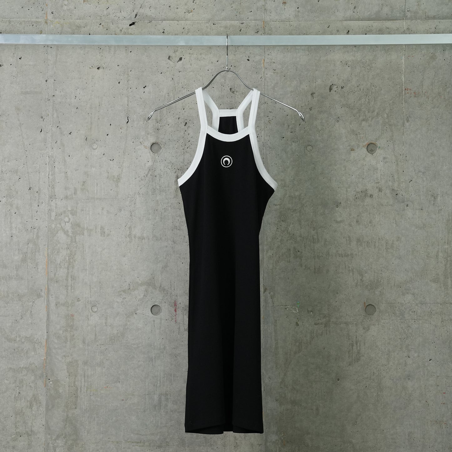 MOON LOGO RIBBED JERSEY FLARE DRESS / BK99:BLACK