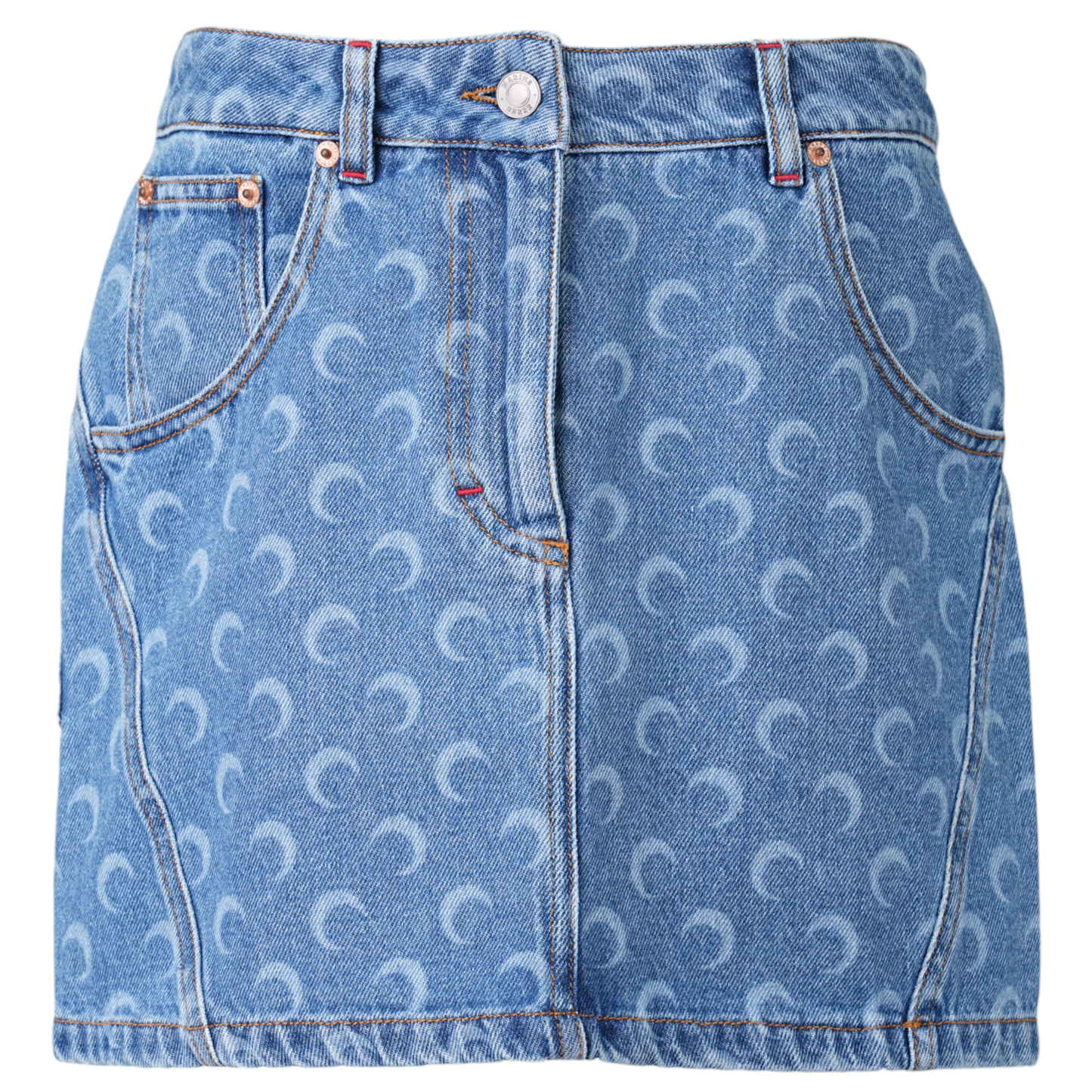 MOON LASER DENIM MINI SKIRT / BL05:LIGHT BLUE