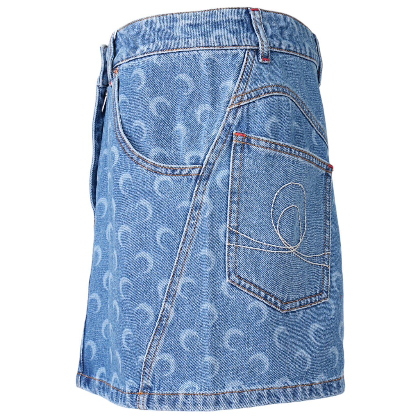 MOON LASER DENIM MINI SKIRT / BL05:LIGHT BLUE