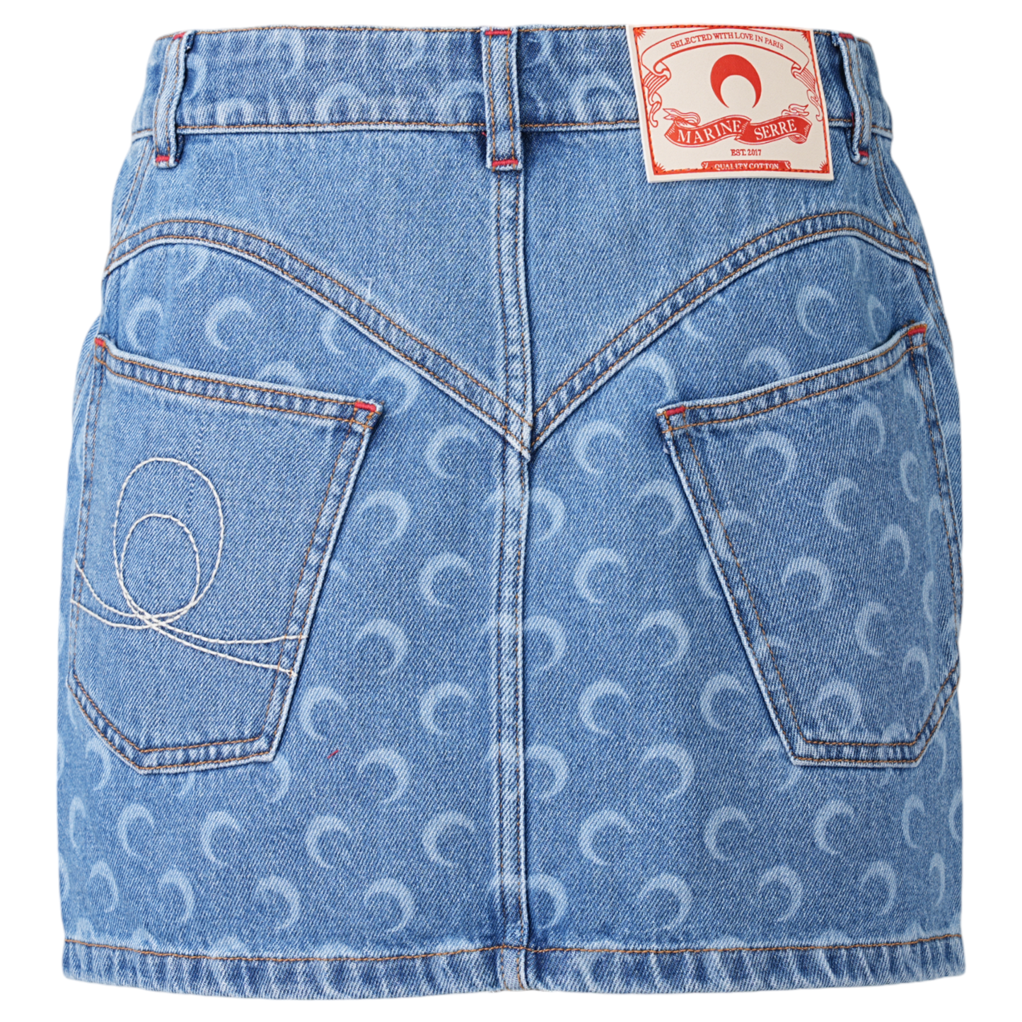 MOON LASER DENIM MINI SKIRT / BL05:LIGHT BLUE