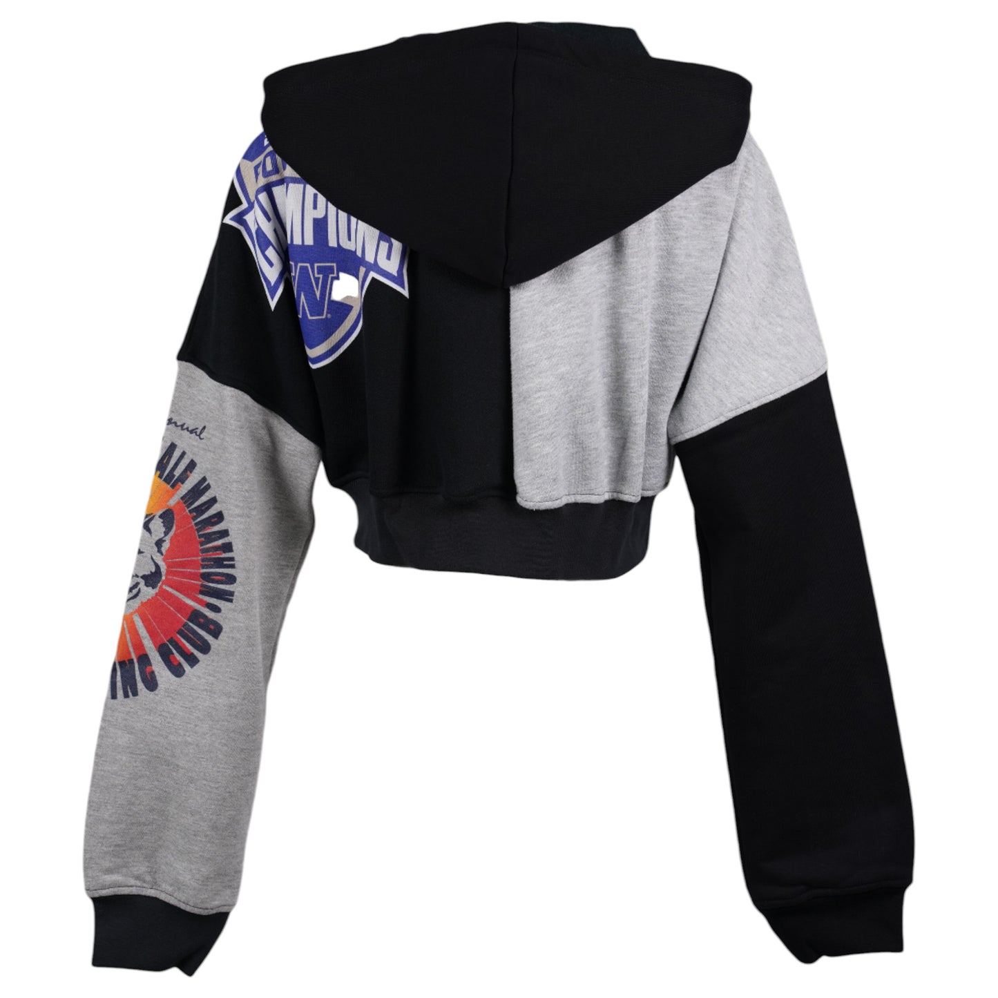 UPCYCLED GRAPHIC SWEATSHIRTS CROPPED ZIPPED HOODIE / GR95:MAGNET